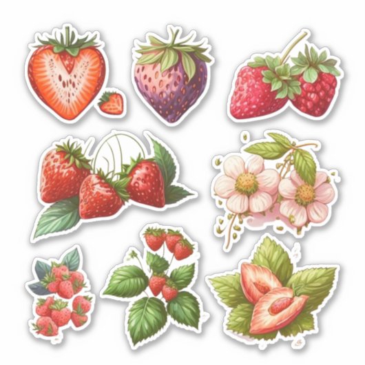 Aardbeienpleister Vinyl Sticker (Voorkant)