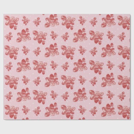 Aardbeienpluis Cadeaupapier (Vlak)