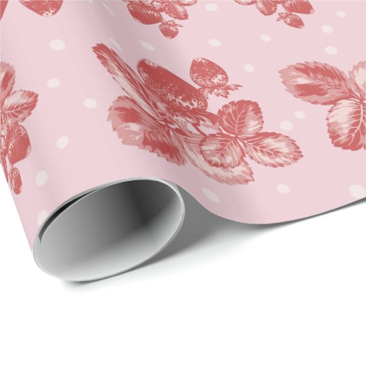  Aardbeienpluis Cadeaupapier (Rol Hoek)