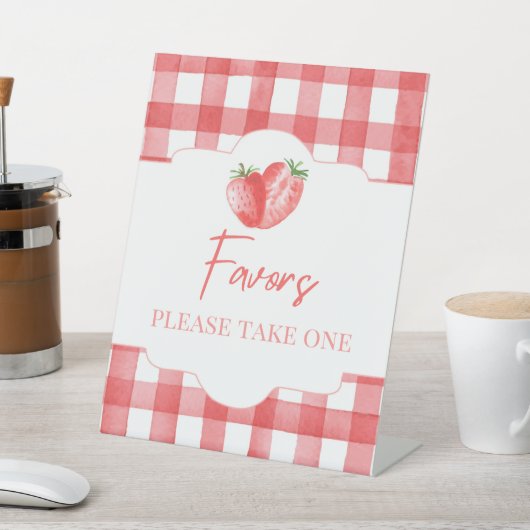 Aardbeienplusteken | 8x10-inch Aardbeienteken Reclamebord Met Voetstuk (Insitu)