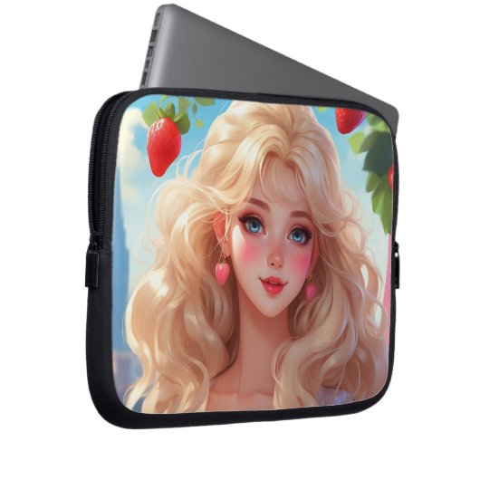 Aardbeienprinses Laptop Sleeve (Voorkant Rechts)