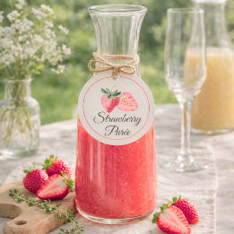 Aardbeienpuree Mimosa Bar Fles Bedankjes Labels