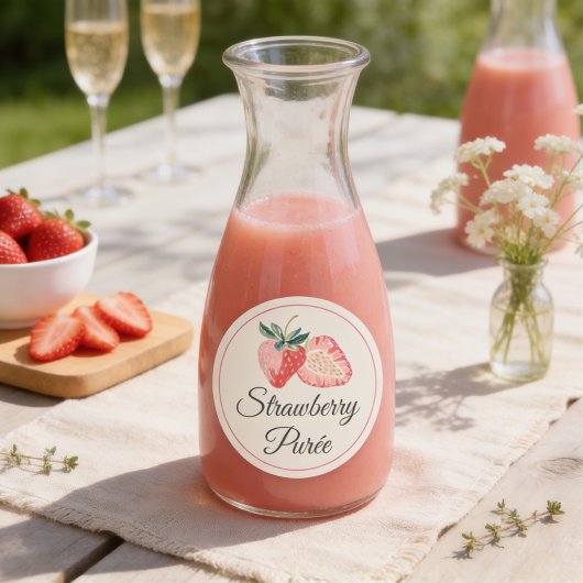Aardbeienpuree Mimosa Bar Flessticker Ronde Sticker