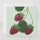 Aardbeienrank En Geruite: Uitnodiging Voor Feestje (Achterkant)