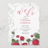 Aardbeienrank-huwelijksuitnodiging Kaart (Voorkant / Achterkant)