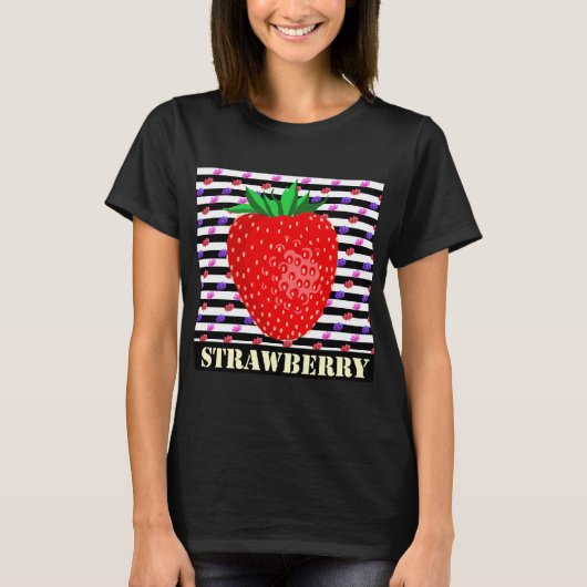 Aardbeienretrostrepen T-shirt (Voorkant)