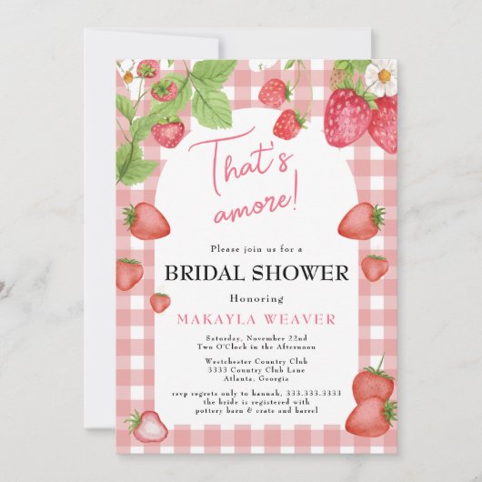 aardbeienroze Dat is Amore Vrijgezellenfeest Kaart (Voorkant)