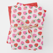 Aardbeienruit en argyle Kerst roze rood Inpakpapier Vel (In situ)