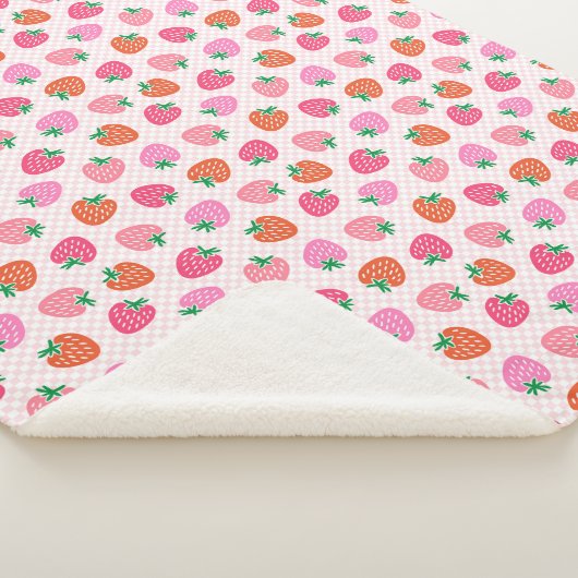 Aardbeienruit - Roze en Rode Sherpa-deken Sherpa Deken (3/4)