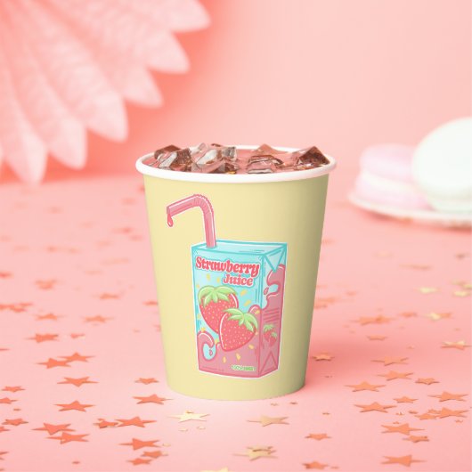 Aardbeiensap Doos Geel Papieren Bekers (Insitu)