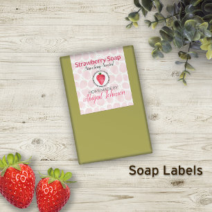 Aardbeiensap   Homemaetiket voor Artisan Handmade Rechthoekige Sticker