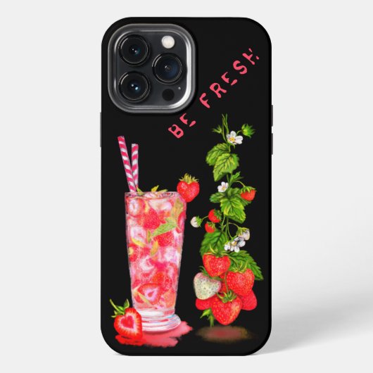 Aardbeiensap Koel Drank iPhone Hoesje (Achterkant)