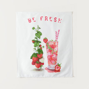 Aardbeiensap Koel Drink Fruit Tapijt Wandkleed