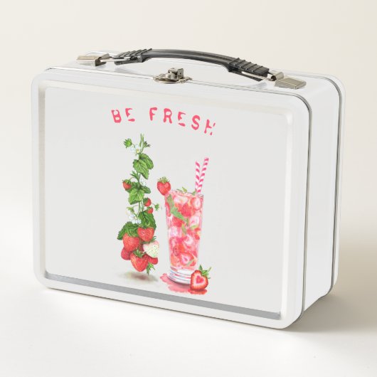 Aardbeiensap Koele Drink Fruits Metal Lunch Box (Voorkant)