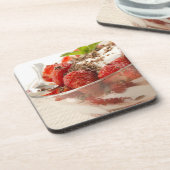 Aardbeiensap met vers yoghurt drankjes onderzetter (Linkerzijde)