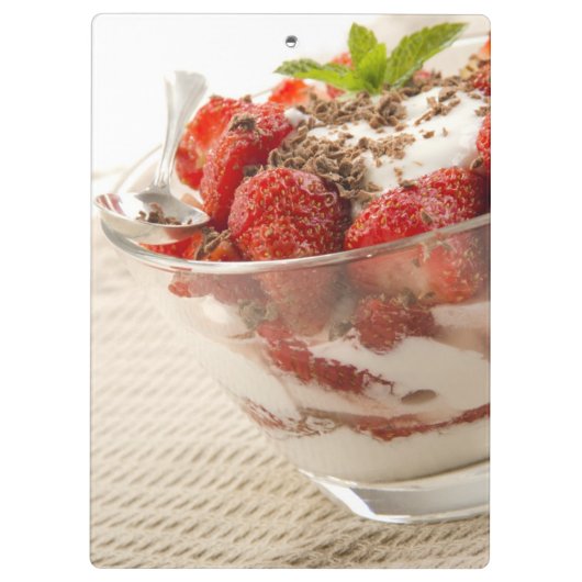 Aardbeiensap met vers yoghurt klembord (Achterkant)