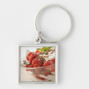 Aardbeiensap met vers yoghurt sleutelhanger