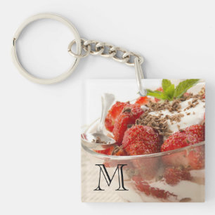 Aardbeiensap met vers yoghurt sleutelhanger
