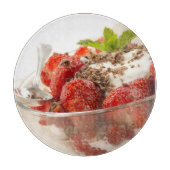 Aardbeiensap met vers yoghurt snijplank (Voorkant)