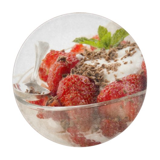 Aardbeiensap met vers yoghurt snijplank (Voorkant)