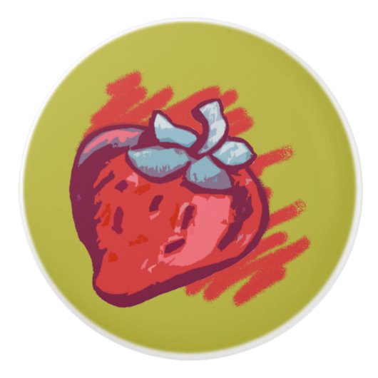 Aardbeienschenken Keramische Knop (Voorkant)