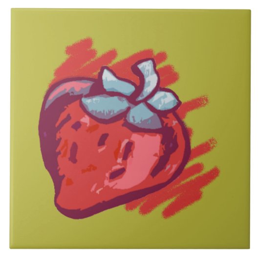 Aardbeienschenken Tegeltje (Voorkant)