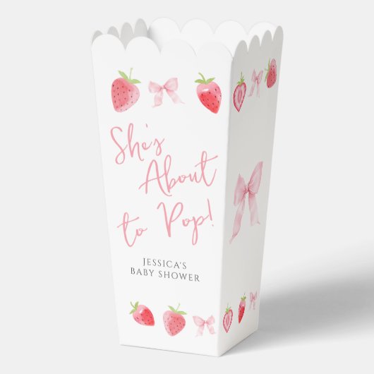 Aardbeienschuren gaan Pop Baby shower Popcorn Bedankdoosjes (Achterkant)