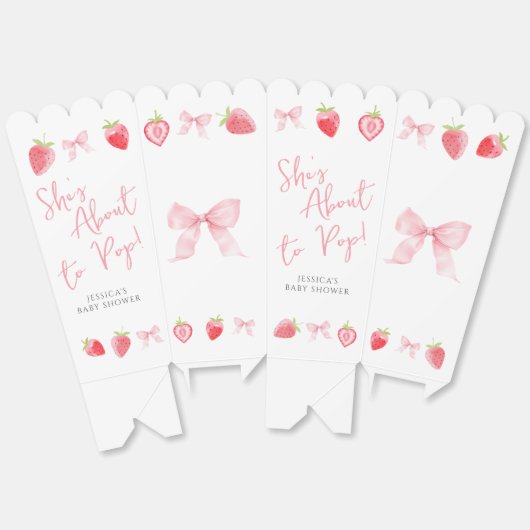 Aardbeienschuren gaan Pop Baby shower Popcorn Bedankdoosjes (Ongevouwen)