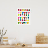 Aardbeiensheid schattige griezelige waterverf poster (Keuken)