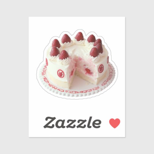 aardbeienslagroomcake sticker (Vel)