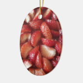 Aardbeienslijmen, gezonde voedselsnack, rode vruch keramisch ornament (Links)