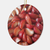 Aardbeienslijmen, gezonde voedselsnack, rode vruch keramisch ornament (Links)