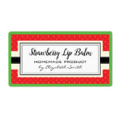 Aardbeiensmaak zelfgemaakte lippenbalsem label (Voorkant)