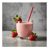 Aardbeiensmoothie Foto Afdruk (Voorkant)