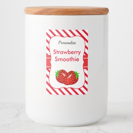 Aardbeiensmoothie Voedselcontainer Etiket (Voorkant)