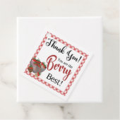 Aardbeiensoorten, chocolade-aardbeiengunst bedankjes labels (In situ)