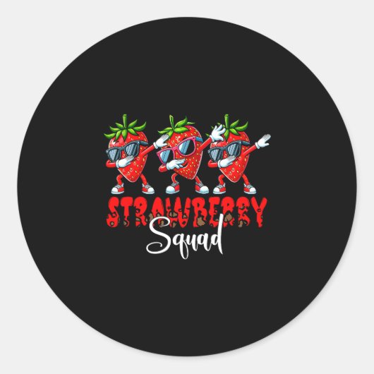 Aardbeiensquad drie dabbing aardbeien ronde sticker (Voorkant)