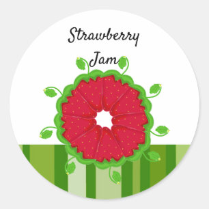 Aardbeienswirljampstickers Ronde Sticker