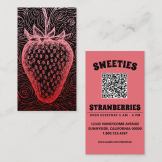 aardbeienswirrel met QR-code Visitekaartje