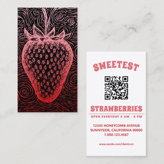 aardbeienswirrel met QR-code Visitekaartje (Voorkant / Achterkant)