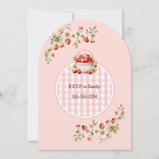 Aardbeientaart Baby Shower Uitnodiging (Achterkant)