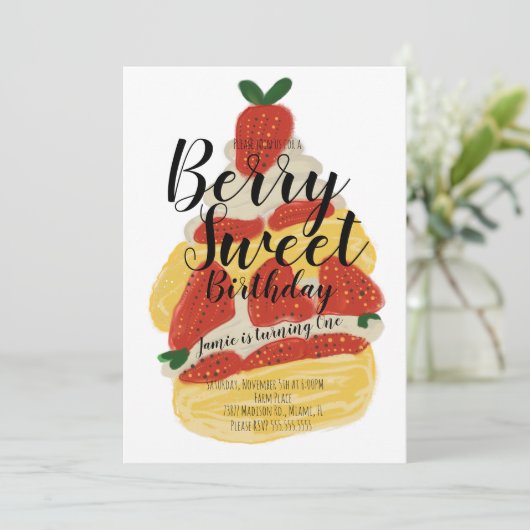 Aardbeientaart Dessert Party  Kaart (Staand voorkant)