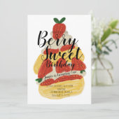 Aardbeientaart dessertfeestje  kaart (Staand voorkant)