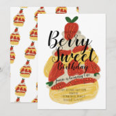Aardbeientaart dessertfeestje  kaart (Voorkant / Achterkant)