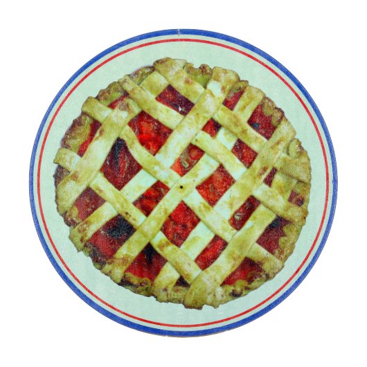 Aardbeientaart glazen snijplank (Voorkant)