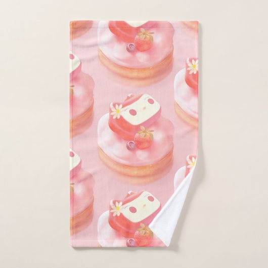 Aardbeientaart illustratie bad handdoek (Handdoek)