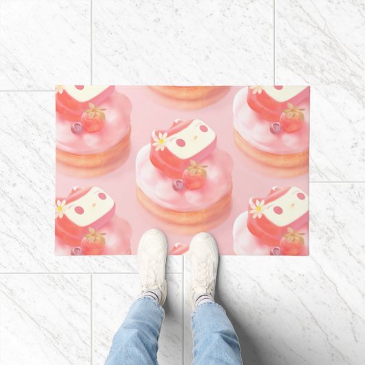 Aardbeientaart illustratie deurmat (Binnen)