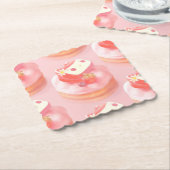 Aardbeientaart illustratie kartonnen onderzetters (Gebogen)