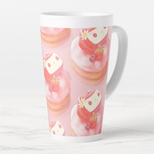 Aardbeientaart illustratie latte mok (Rechterhoek)