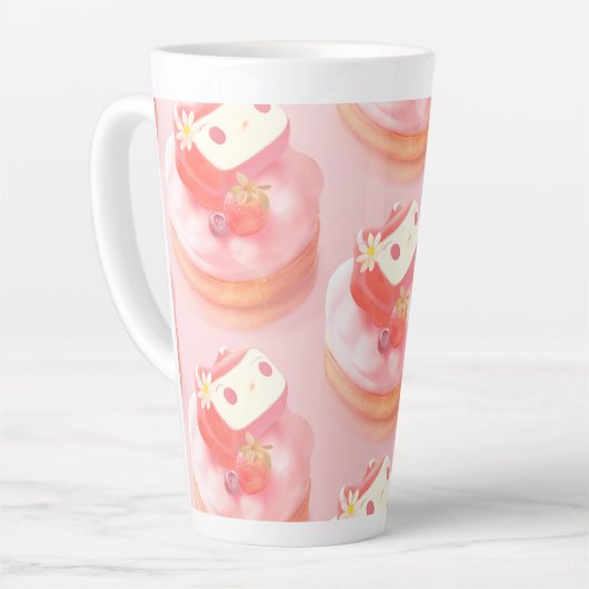 Aardbeientaart illustratie latte mok (Linkerhoek)